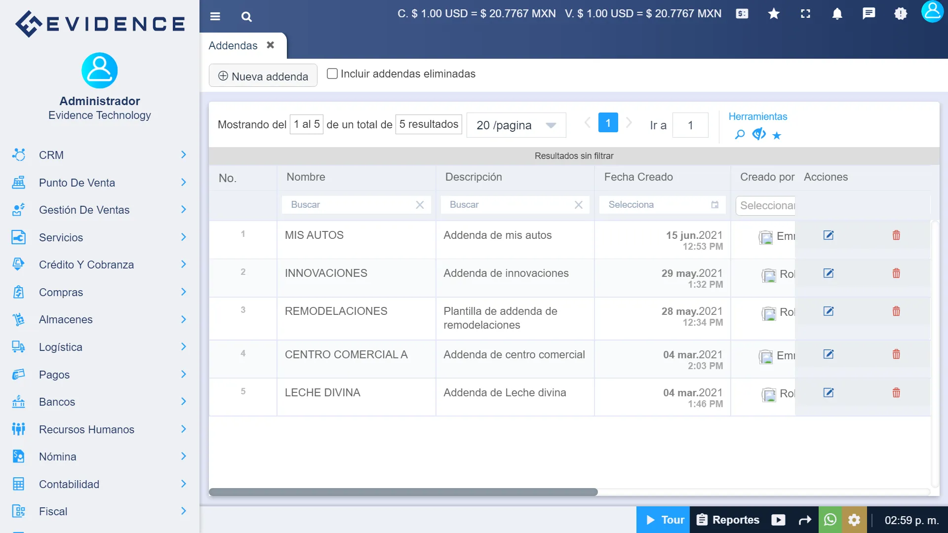 Addendas, Evidence Technology