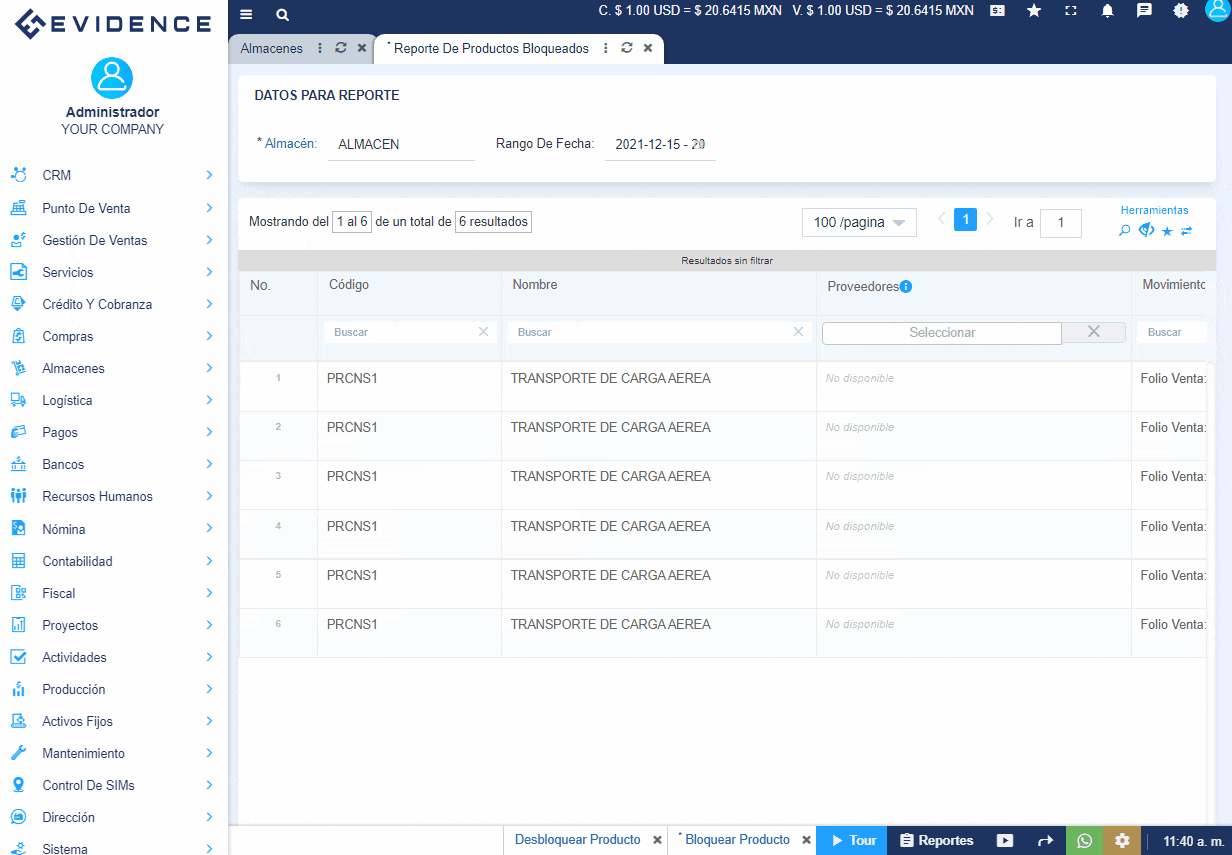 Evidence Technology - Bloqueo y desbloqueo de productos