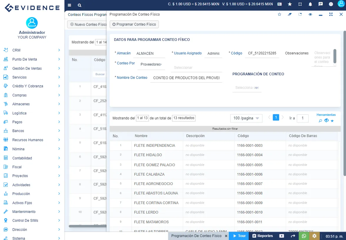 Evidence Technology - Conteos físicos