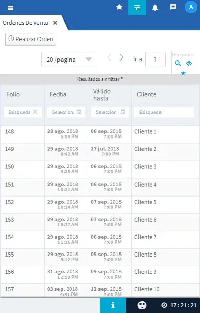 Evidence Technology - Órdenes de Venta
