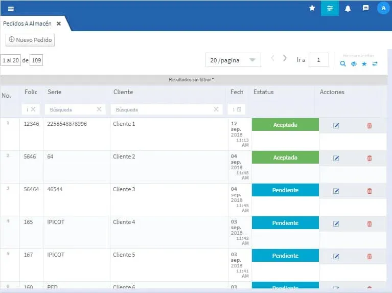 Evidence Technology - Pedidos a Almacén