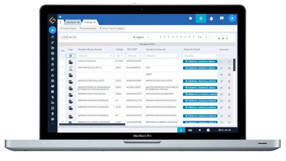 Vista de clientes en laptop, Evidence Technology