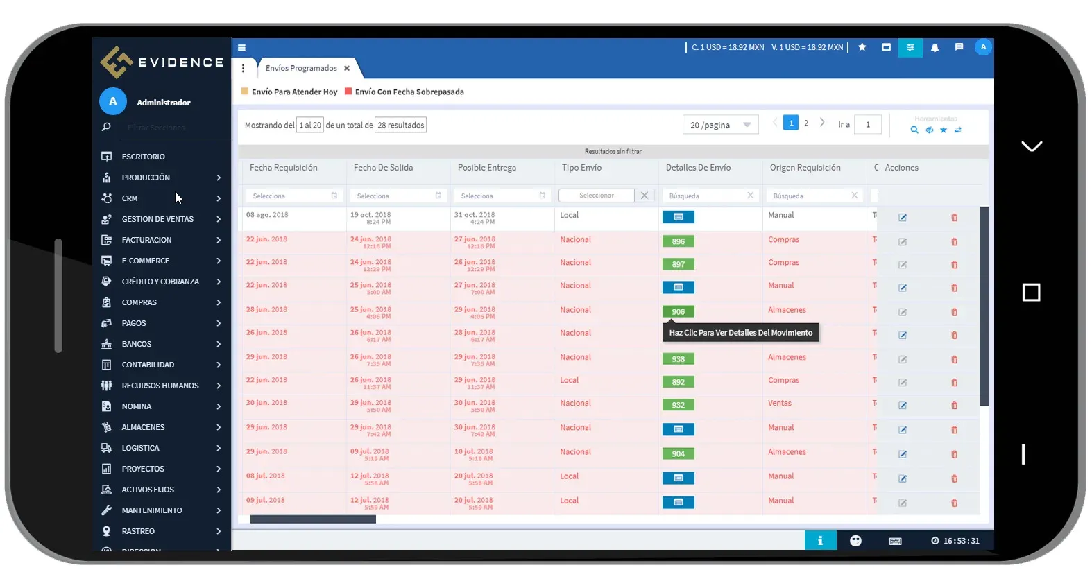 Envíos programados con ERP logístico de Evidence Technology