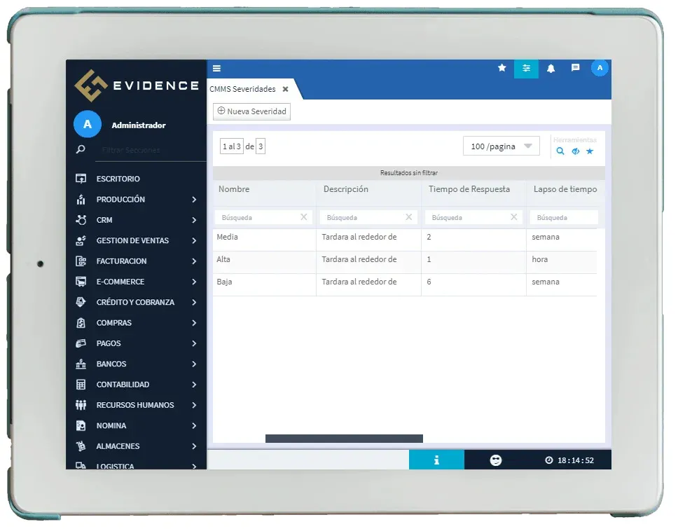 Evidence Technology - Severidades