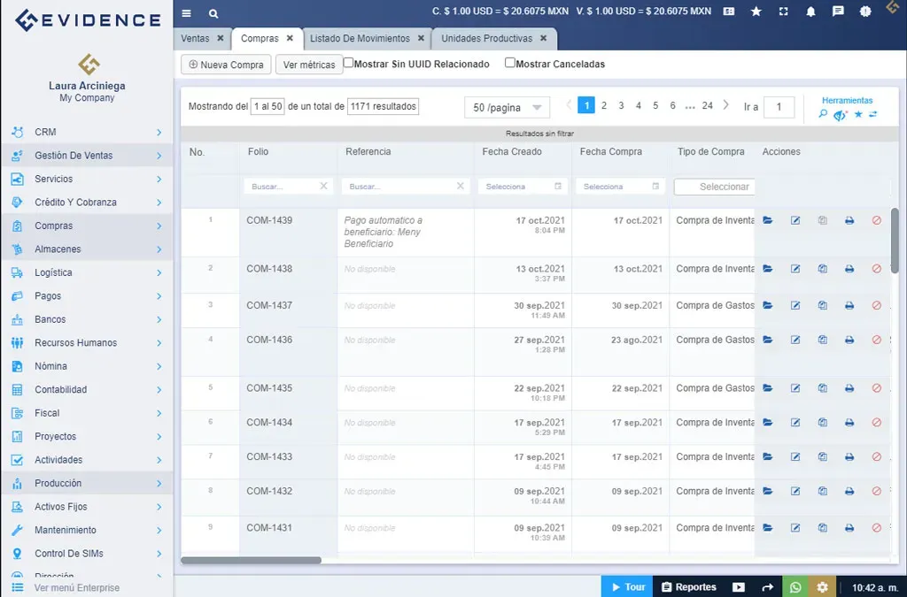 Departamentos conectados de Evidence Technology