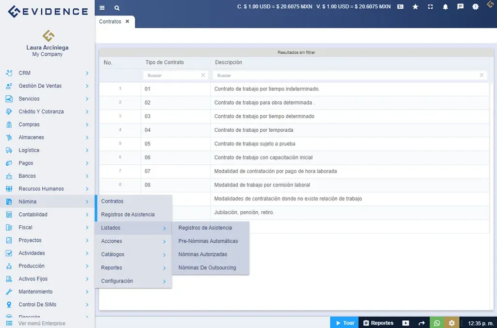 Nómina de Evidence Technology