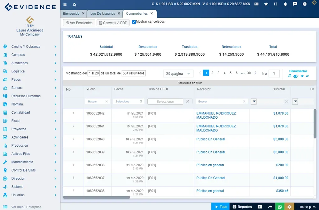 Evidence Technology - Comprobantes de pago Módulo Fiscal