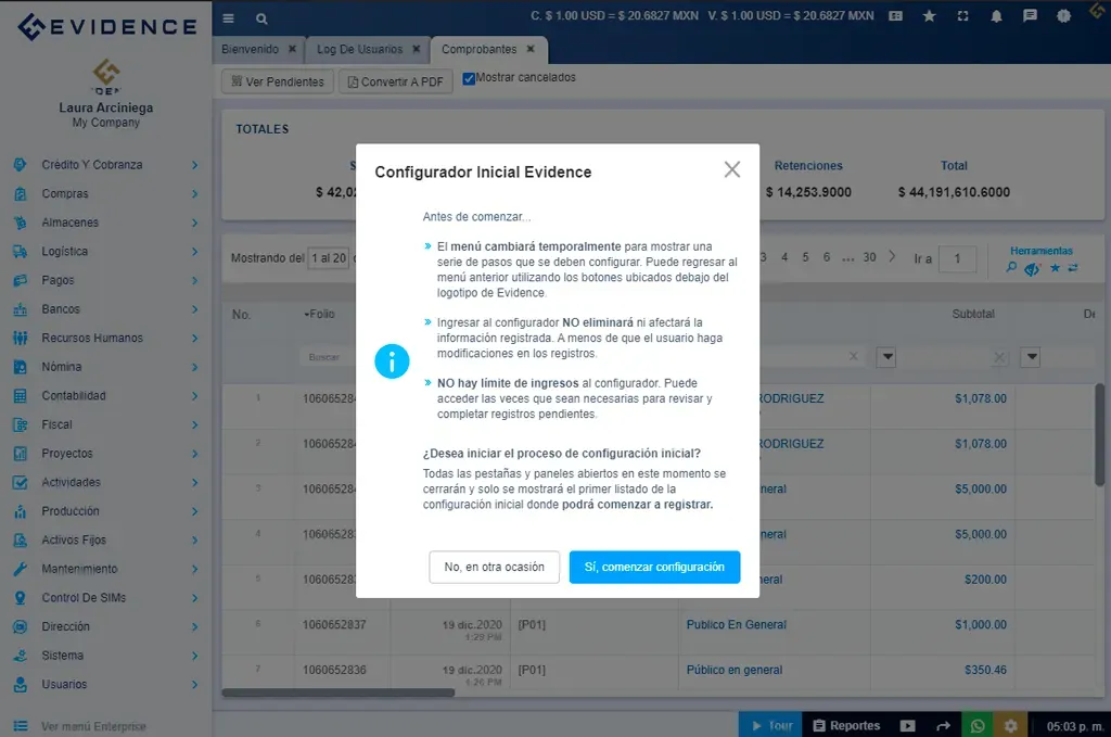 Evidence Technology - Configurador inicial