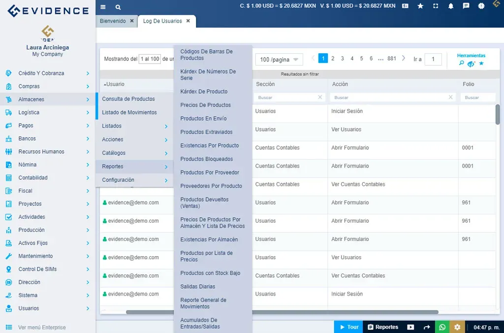 Evidence Technology - Reportes generados por el sistema