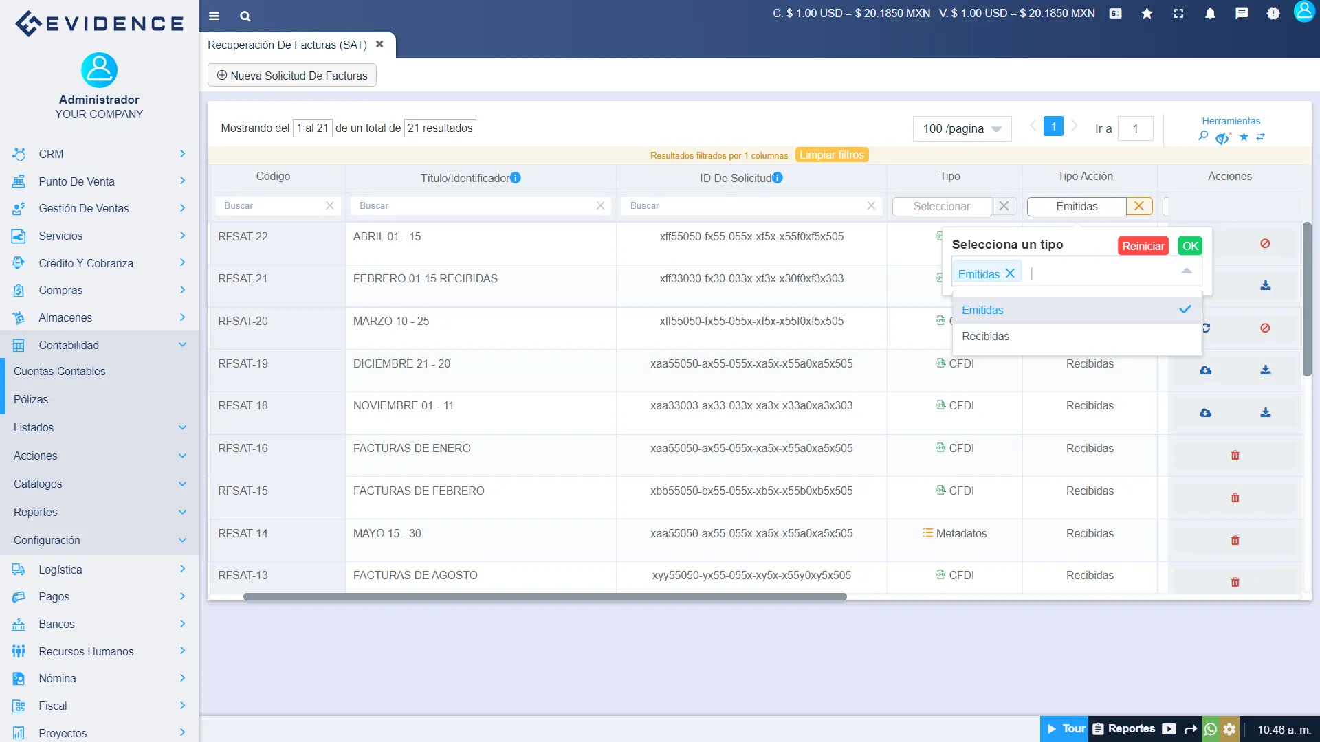Recuperación de facturas SAT, Evidence Technology