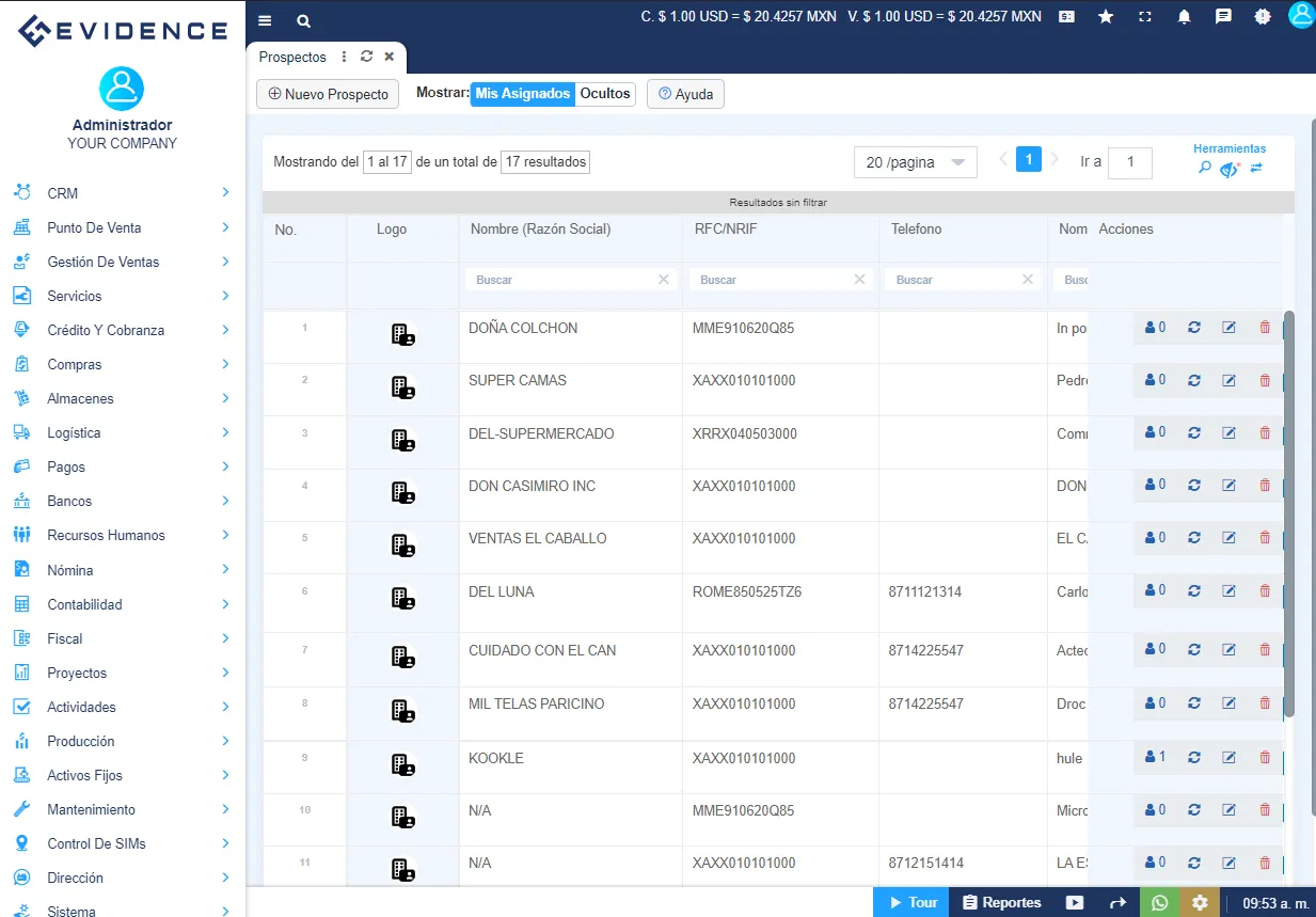Registra y administra nuevas oportunidades con ERP de Evidence Technology