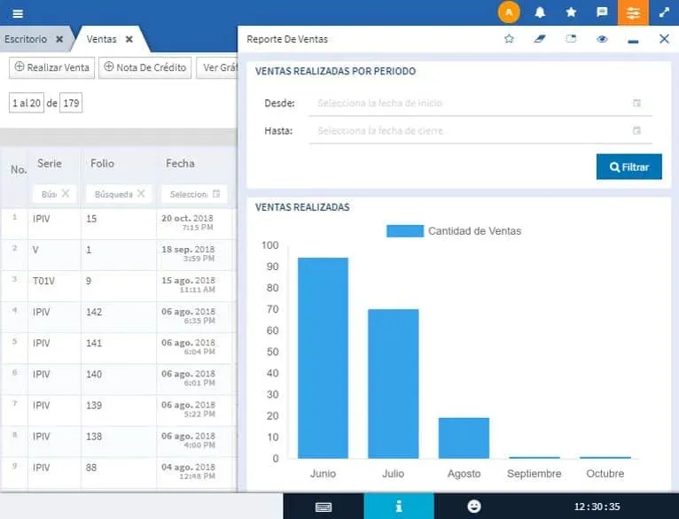 Reporte de ventas con Evidence Technology
