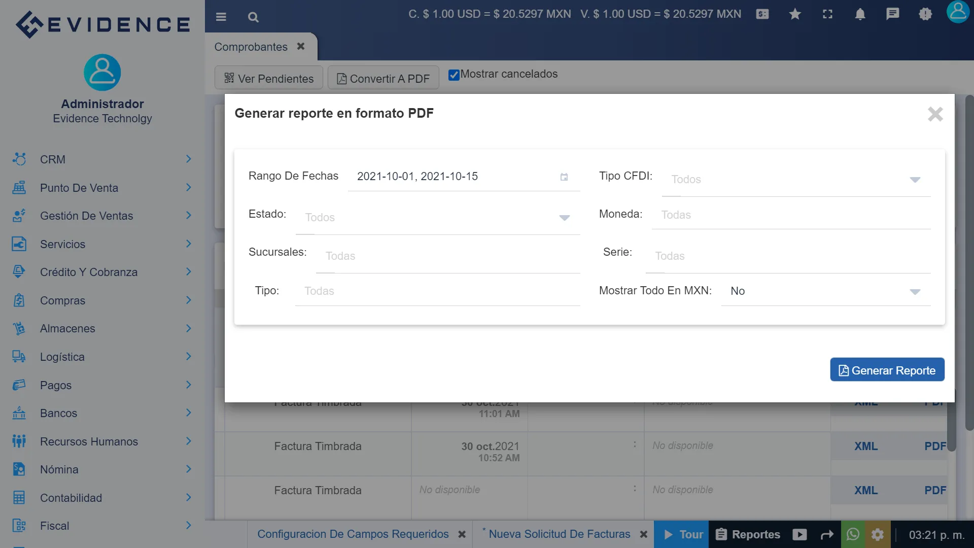 Reporte en formato PDF, Evidence Technology
