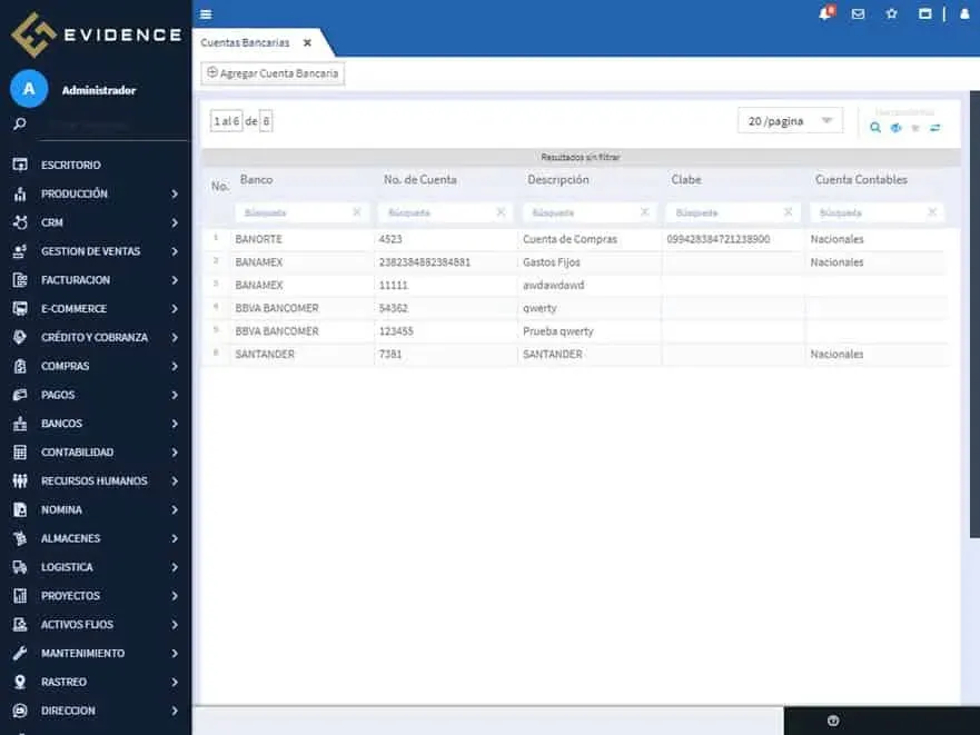 Evidence Technology - Cuentas Bancarias